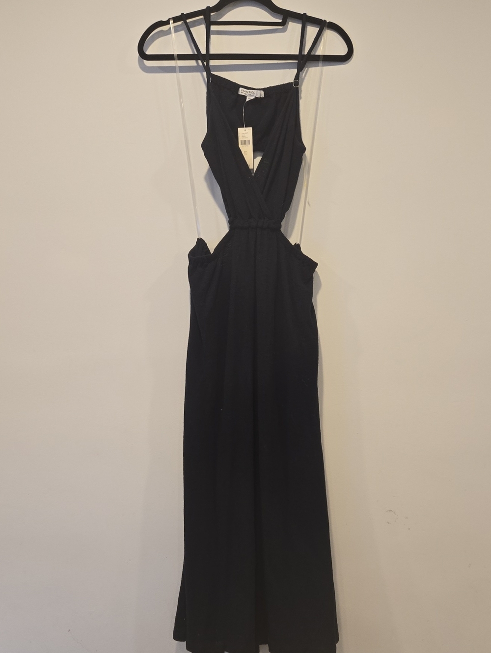 Anthropologie Stateside Cut Out Midi Dress Navy Cotton Size XL NWT